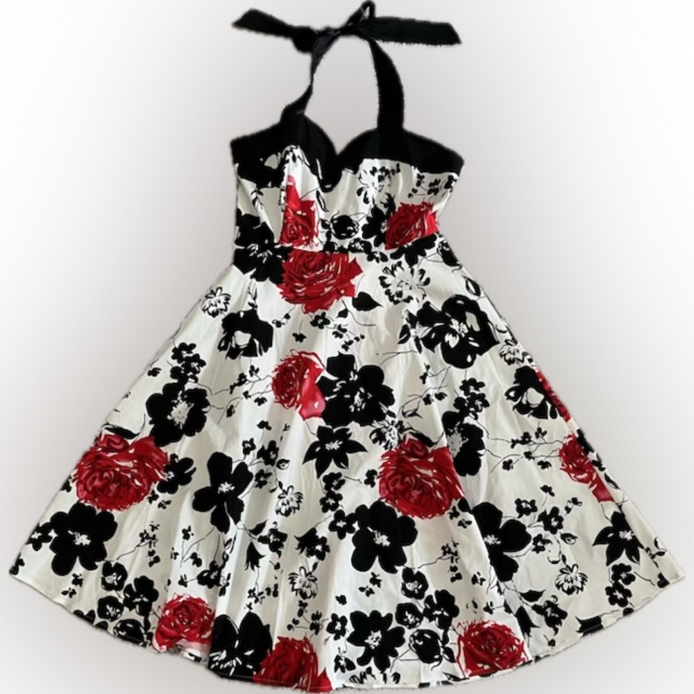 Halter🌞A-Line Midi Dress vintage style floral